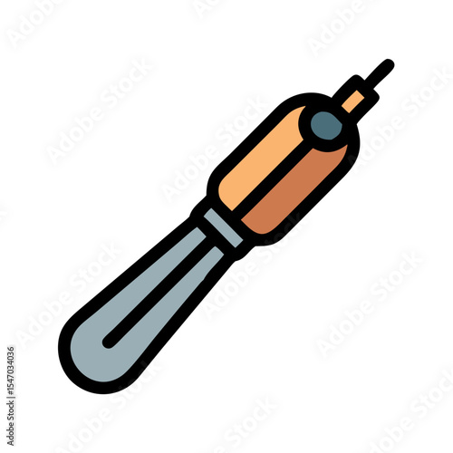 Simple vector graphic of vintage soldering iron on black background