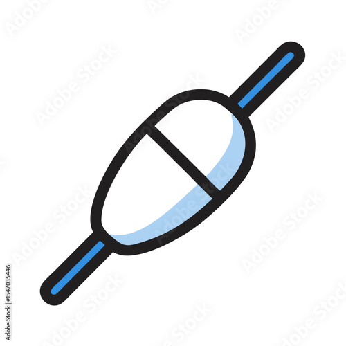 Isolated fishing float illustration on black background, angling equipment