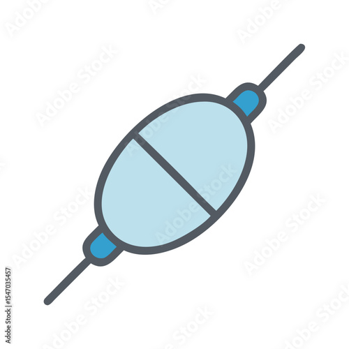 Iconic graphic representation of a fishing float on black