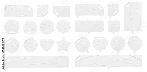 Vector White Stickers paper texture background, labels tags of different shapes creative design