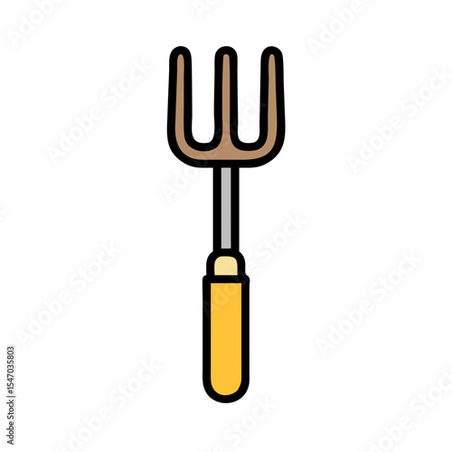 Minimalistic vector illustration of garden fork on black background