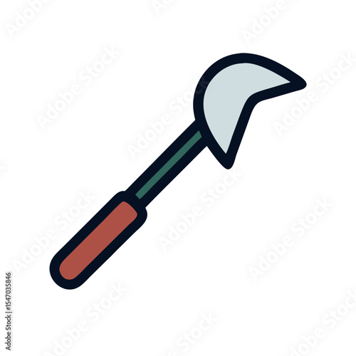 Illustration of a hand sickle with a flat design