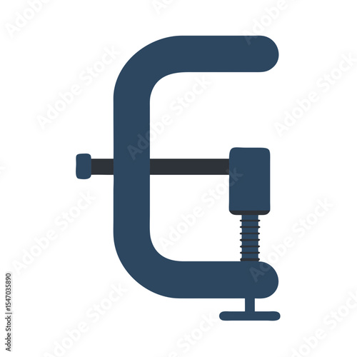 Blue c clamp illustration on a black background flat