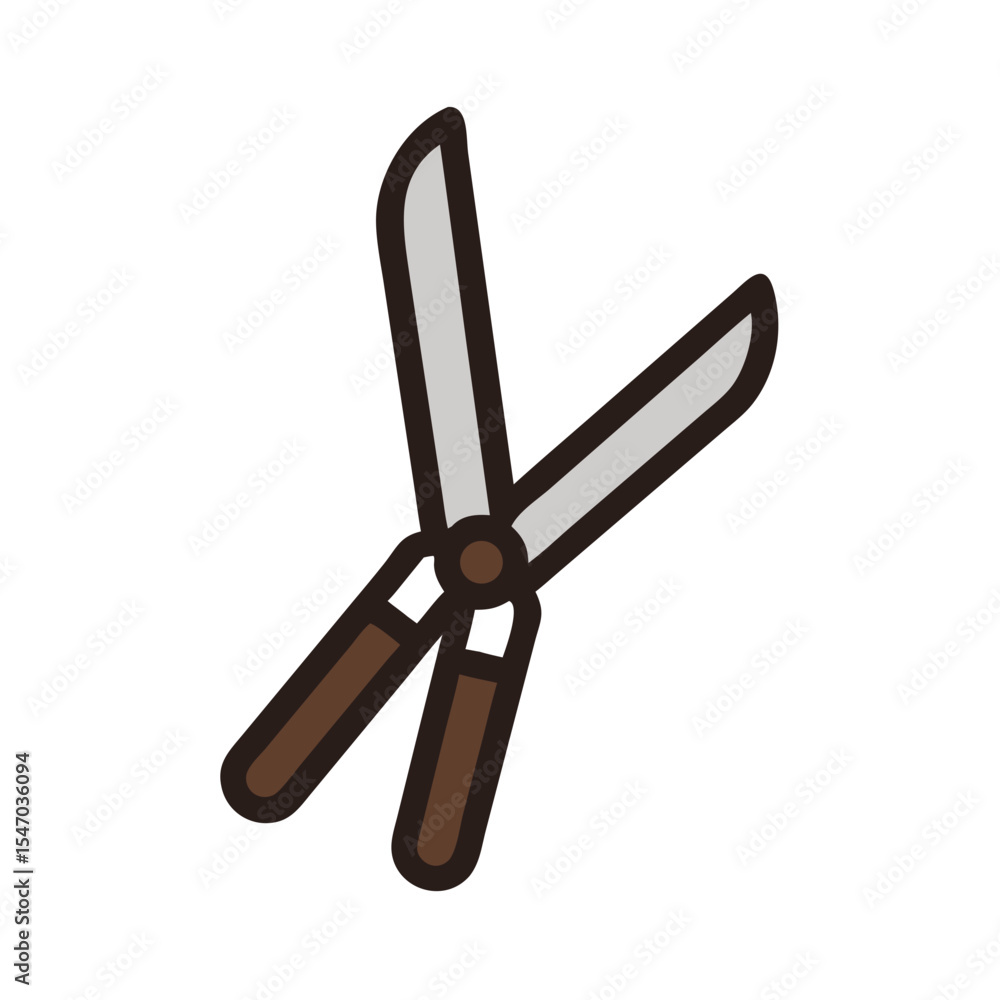 Illustration of gardening shears against a solid black background Illustration of gardening shears against a solid black background