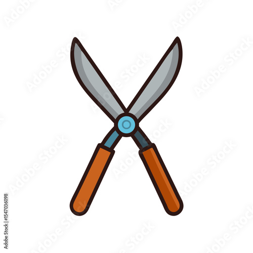 Cartoon garden shears isolated on black backdrop design element