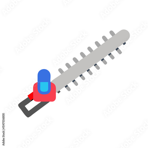Stylized hedge trimmer illustration on black background for design