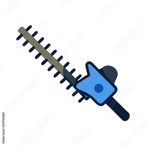 Stylized hedge trimmer illustration on black background