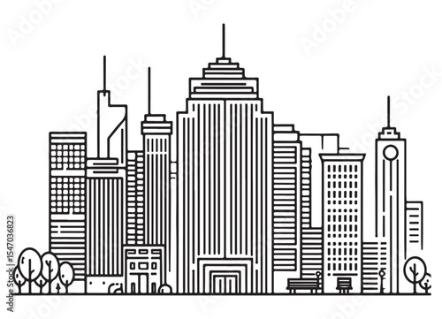 Modern Cityscape Silhouette Exploring Urban Skyline and Architectural Designs