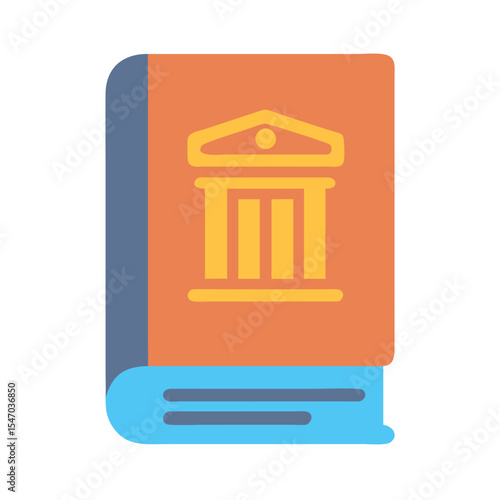 Flat design law book illustration with courthouse graphic