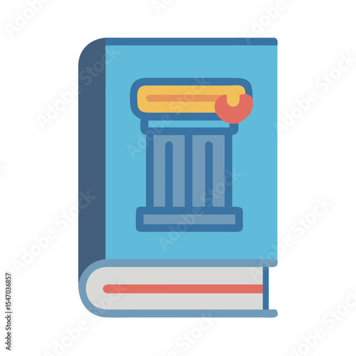 Icon of law book featuring classical column design