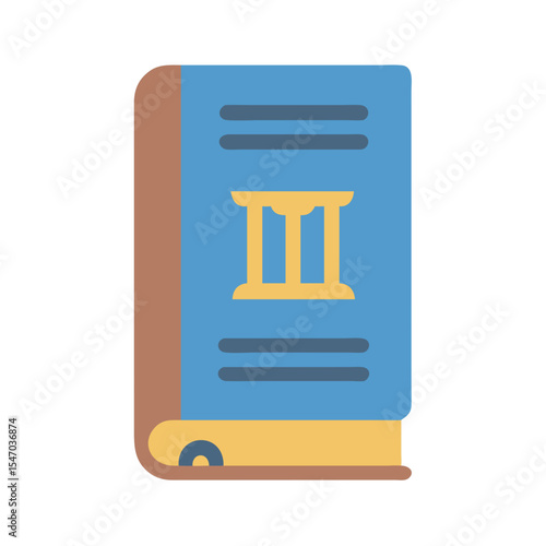 Illustration of a closed book with classical design elements