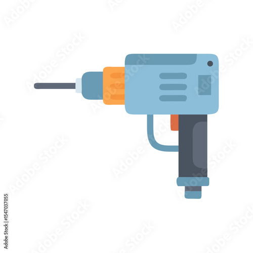 Isolated flat illustration of cordless power drill on black backdrop