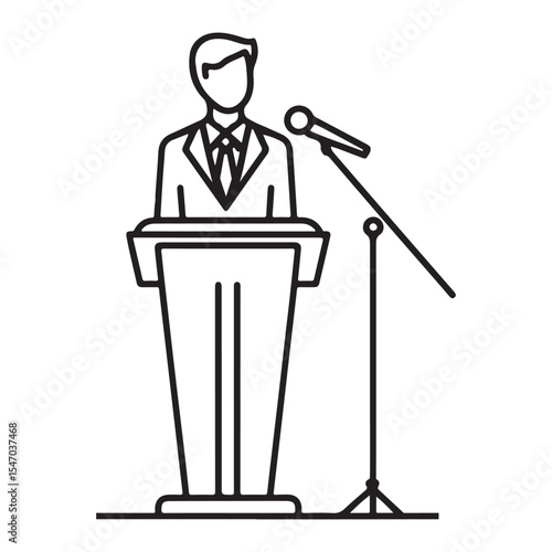 Elegant Speaker Silhouette Delivering Speech with Confidence Illustration