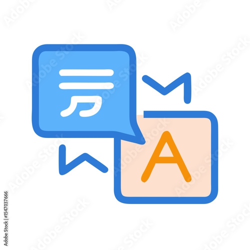 Icon translating text from foreign language to english text