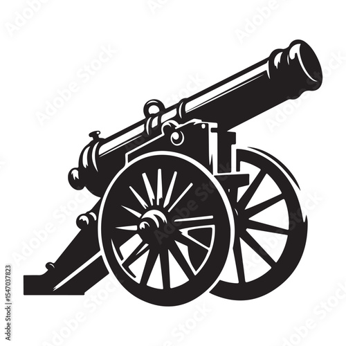Detailed Illustration of an Antique Cannon Ready for Battle
