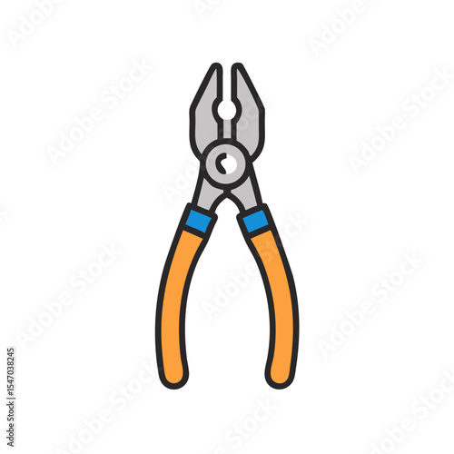 Cartoon style wire cutters tool isolated on black background