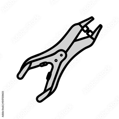 Isolated gray clamp tool on a simple black background