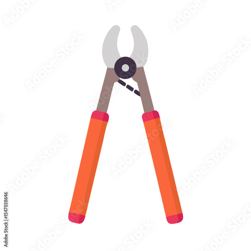 Flat illustration of garden pruners against a black background
