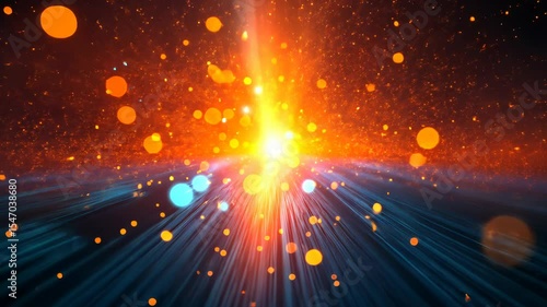 Abstract energetic burst with glowing lines