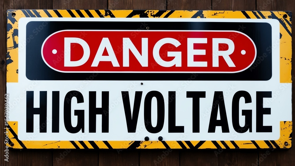 Fototapeta premium Phrase Danger High Voltage is displayed on an attractive signage board with clear text and beautiful background designs