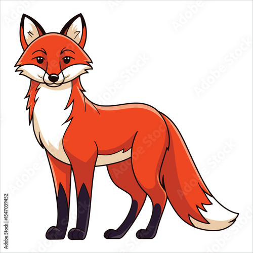 Playful fox vector illustration on white background. Smart forest animal illustration ideal for wildlife education and trickster fable designs.