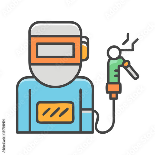 Welder icon demonstrating fabrication and safety on a black backdrop