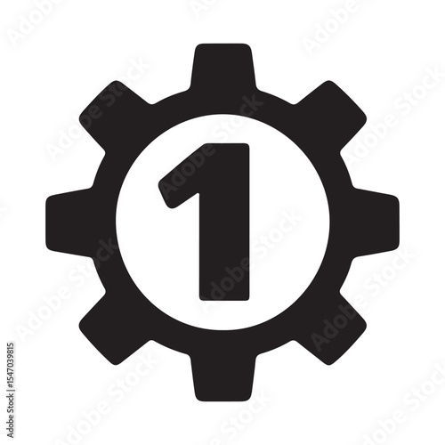 First Gear Automotive Mechanical Concept Symbol Silhouette Vector Illustration