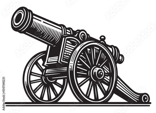Wallpaper Mural Vintage Cannon Silhouette Illustration Ready To Fire Design Torontodigital.ca