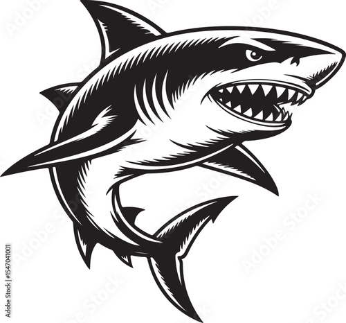 Aquatic animal shark vector illustration for fishing and seafood marine art