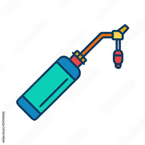Illustration of a soldering iron with handle on black