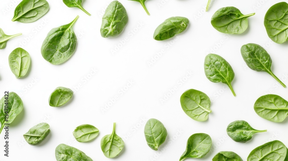 Fresh spinach leaves arranged in a circle Fresh spinach leaves arranged in a circle