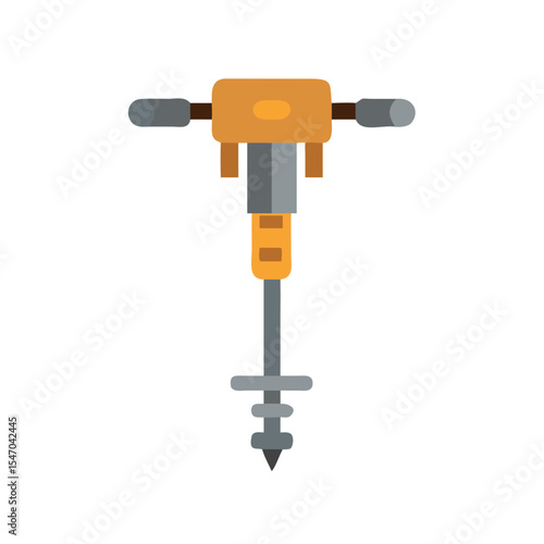 Flat style illustration of a construction jackhammer equipment