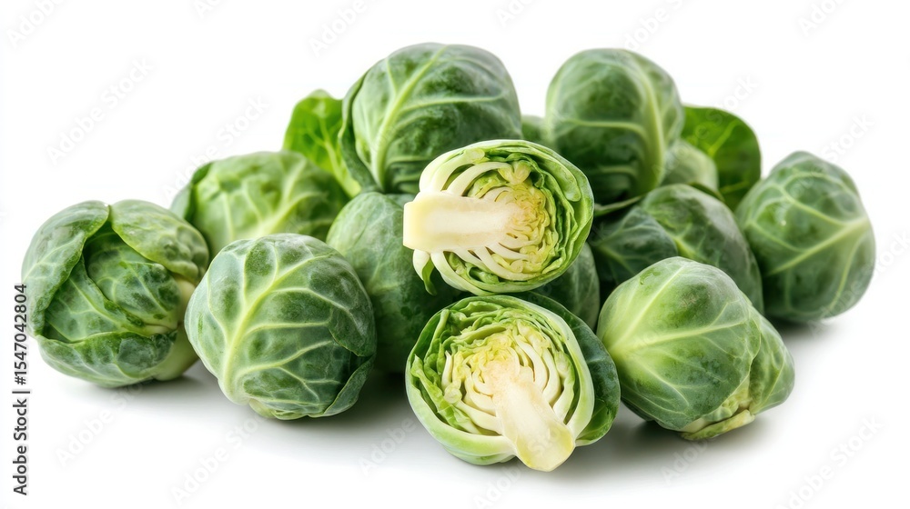 Fresh Brussels sprouts on white Fresh Brussels sprouts on white