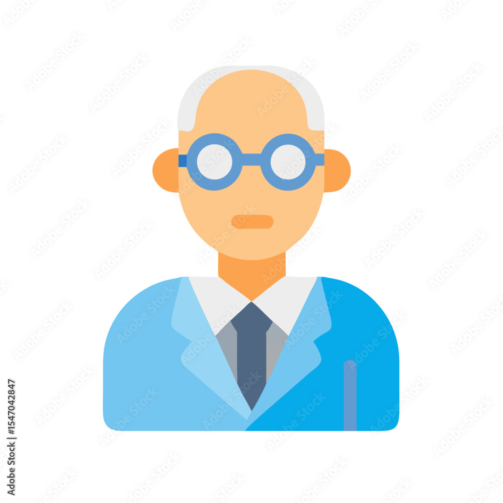 Elderly man illustration flat style in business casual attire Elderly man illustration flat style in business casual attire