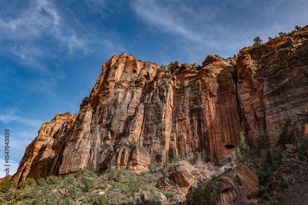 Fototapeta premium Sedimentary rocks. bottom of the Zion-Mt. Carmel Highway. Zion National Park, Utah