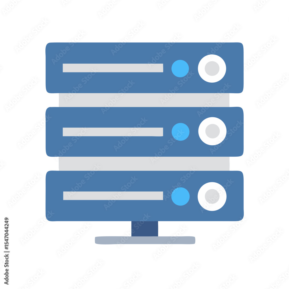 Minimalist blue server stack illustration against a black background Minimalist blue server stack illustration against a black background