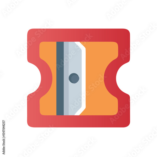 Illustration of a red and orange pencil sharpener device