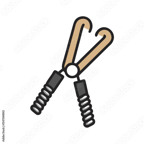Hand grip strengthener in graphic vector over black background