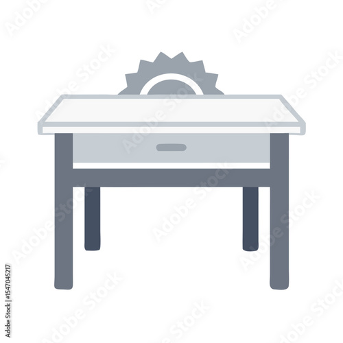 Flat design icon of saw table on black backdrop