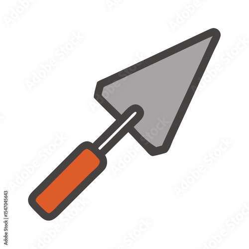 Graphic flat illustration of a trowel on black background