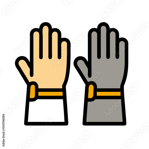 Pair of minimalist gloves in contrasting colors on black
