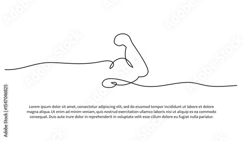 One line arm muscle strength. Abstract minimal continuous line.