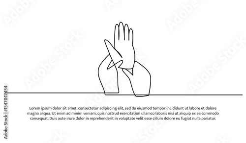 One line massaging hands. Abstract minimal continuous line.