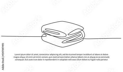One line a towel. Abstract minimal continuous line.