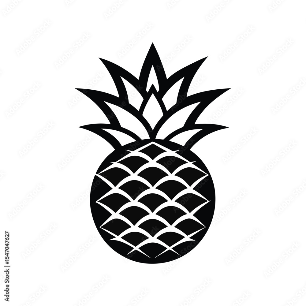 Obraz premium pineapple vector illustration, pineapple silhouette icon.