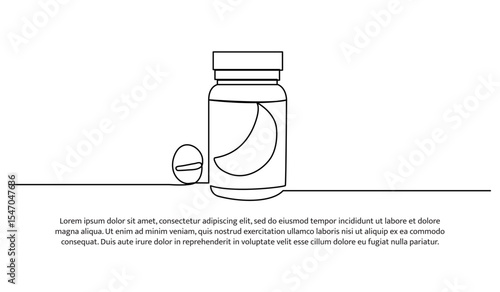 One line vitamin. Abstract minimal continuous line.