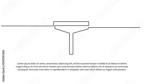 One line squeegee rubber cleaning tool. Abstract minimal continuous line.