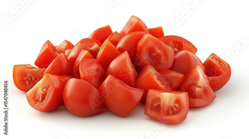 Diced tomatoes against white