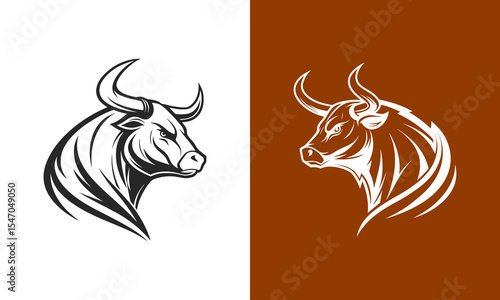 Wallpaper Mural Stylized bull head logo design in black and white ai generated Torontodigital.ca