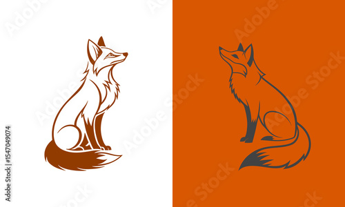 Elegant fox silhouette logo design in two colors ai generated